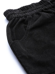 Black Corduroy Street Style Drawstring Pants