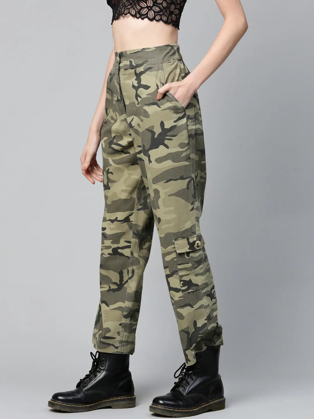 Green Camo Twill Side Pocket Pants - Women's Western Wear