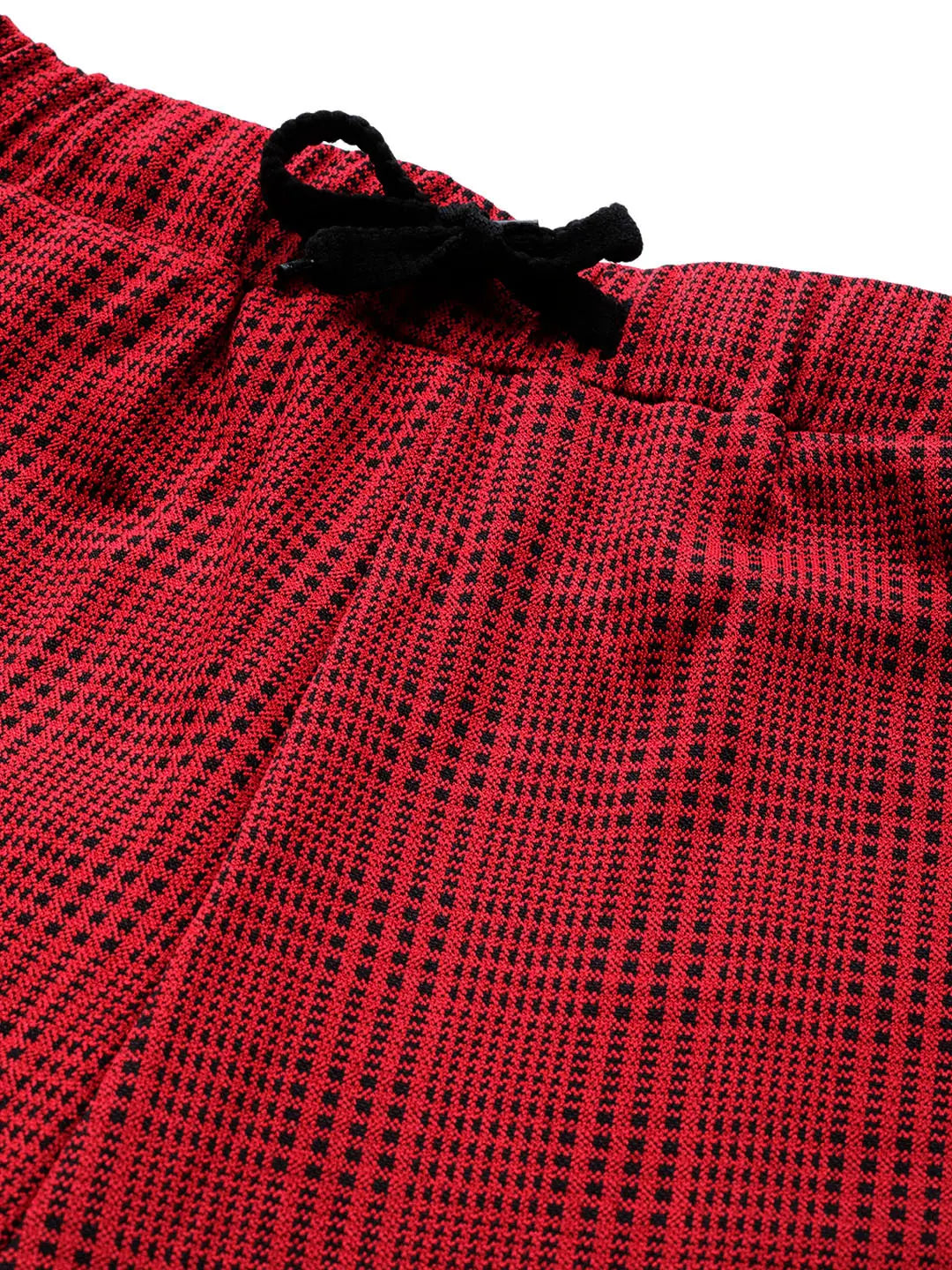 Red Check Jacquard Pants with Side Tape | Women's Lehenga Bottoms