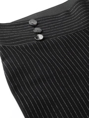 Black High Waist Show Elastic Striped Jeggings