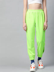 Neon Green Side Slit Fleece Jogger Pants