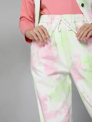 Green & Pink Tie-Dye Twill Joggers