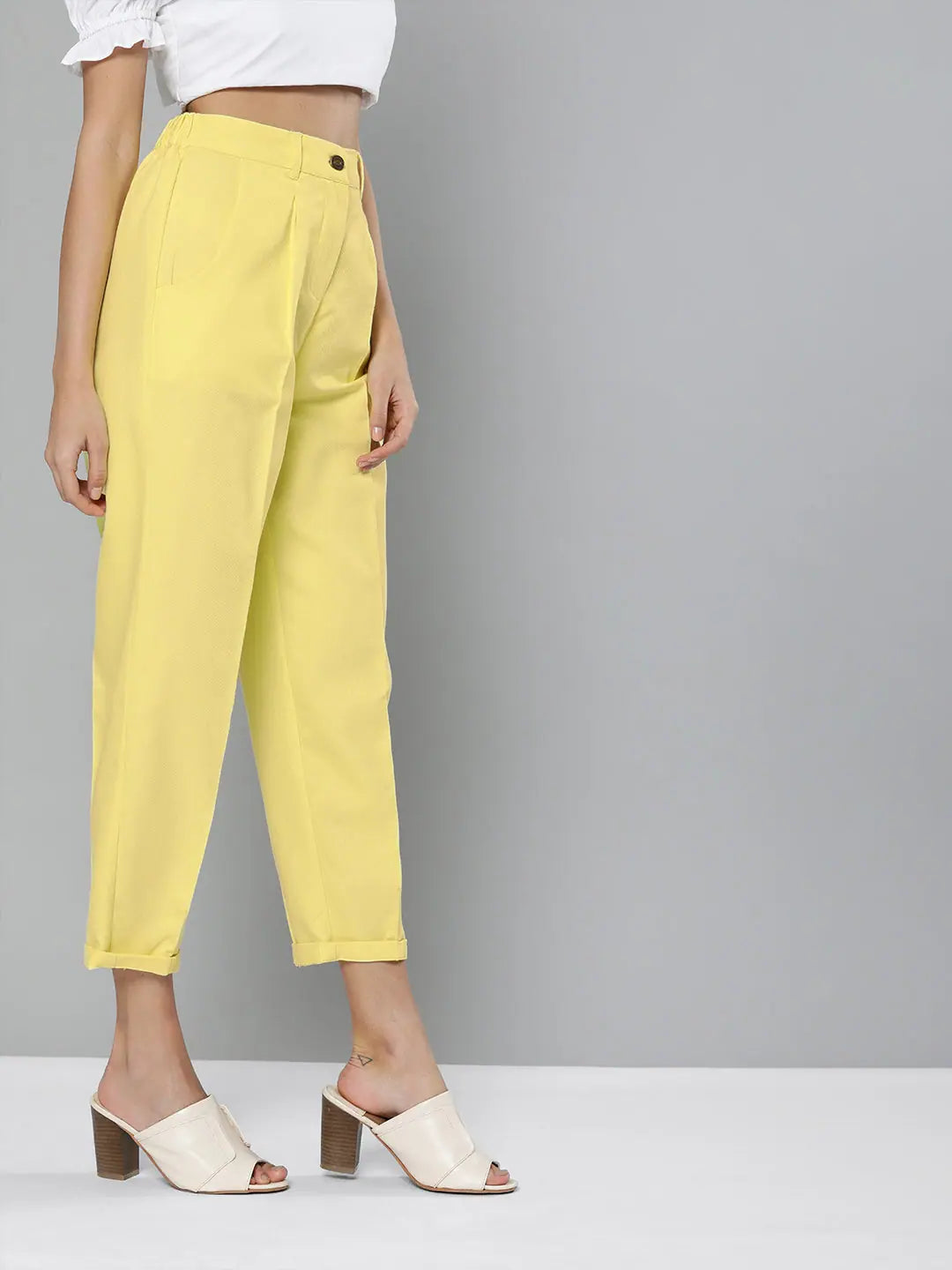 Yellow Tapered Pants | Women's Western Wear Essentials