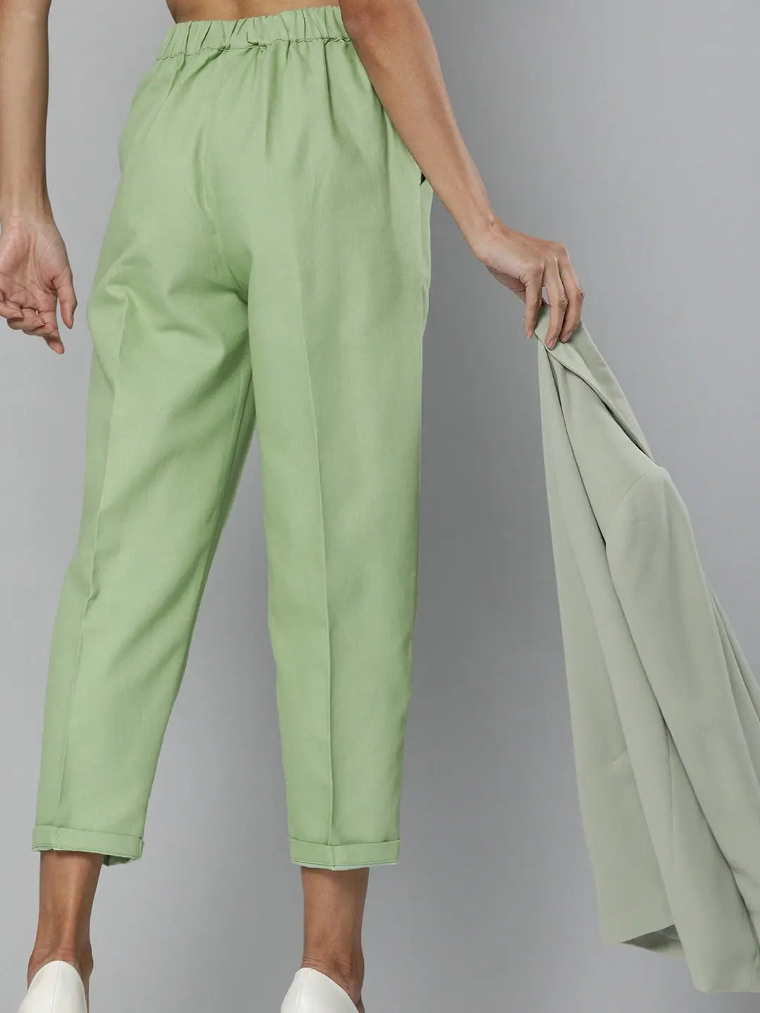 Mint Green Tapered Cotton Pants | Stylish Comfort Fit Style