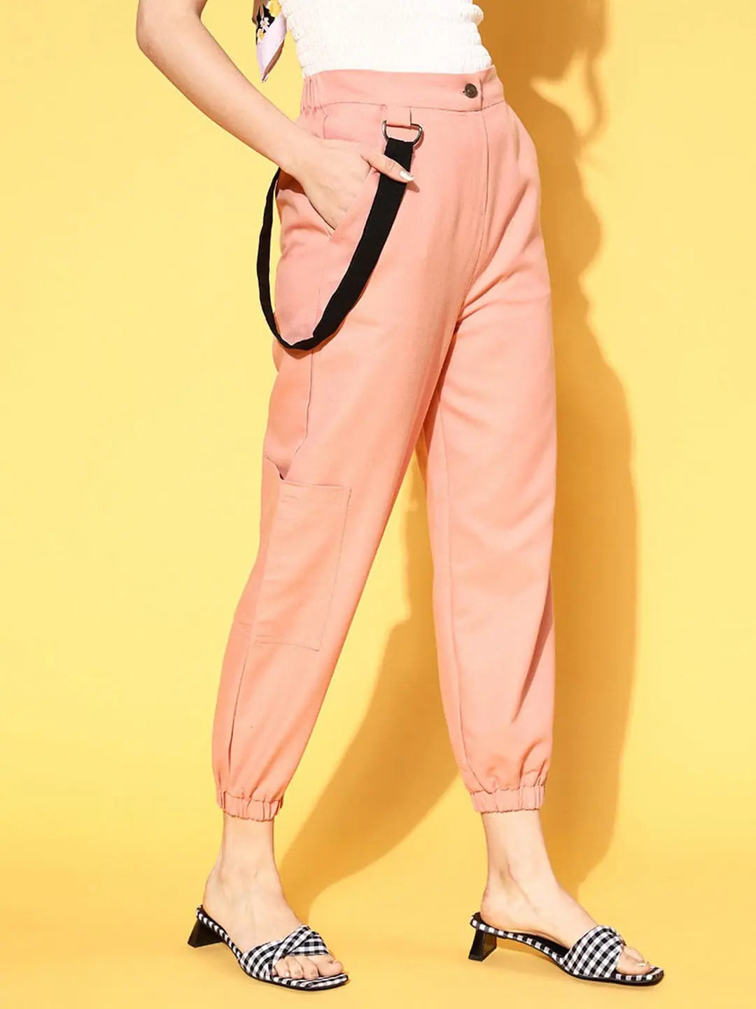 Dusty Pink Hip-Hop Streetwear Cargo Pants | Women's Lehenga