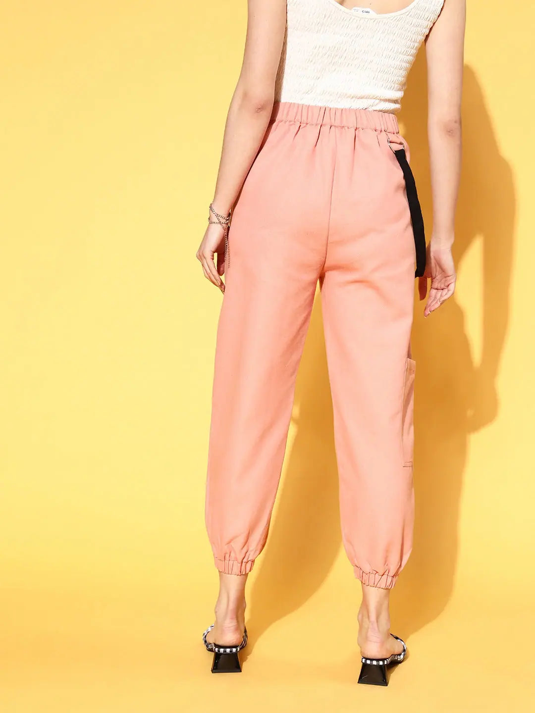 Dusty Pink Hip-Hop Streetwear Cargo Pants | Women's Lehenga