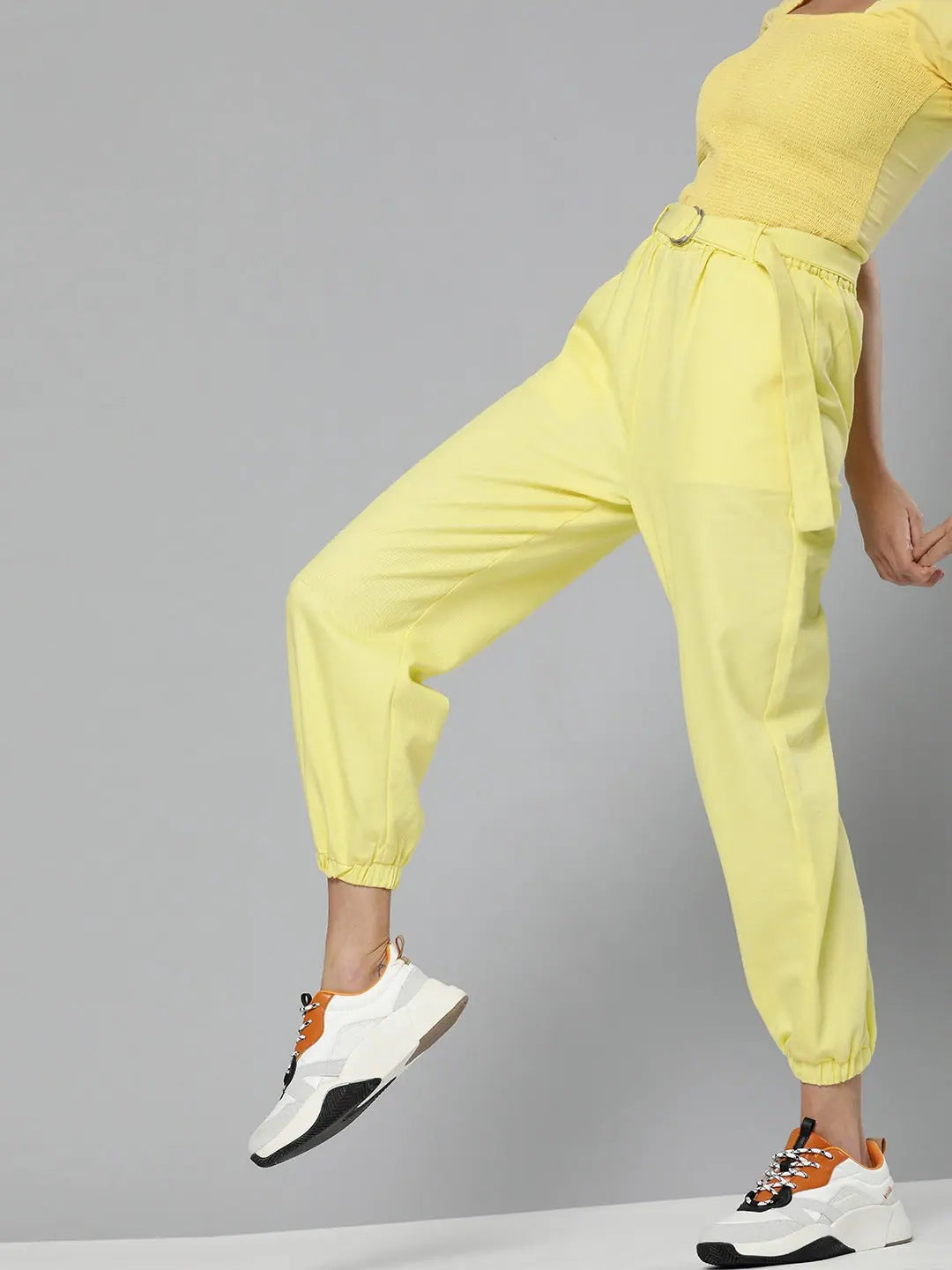 Yellow Belted Joggers - Stylish Women's Western Clothing