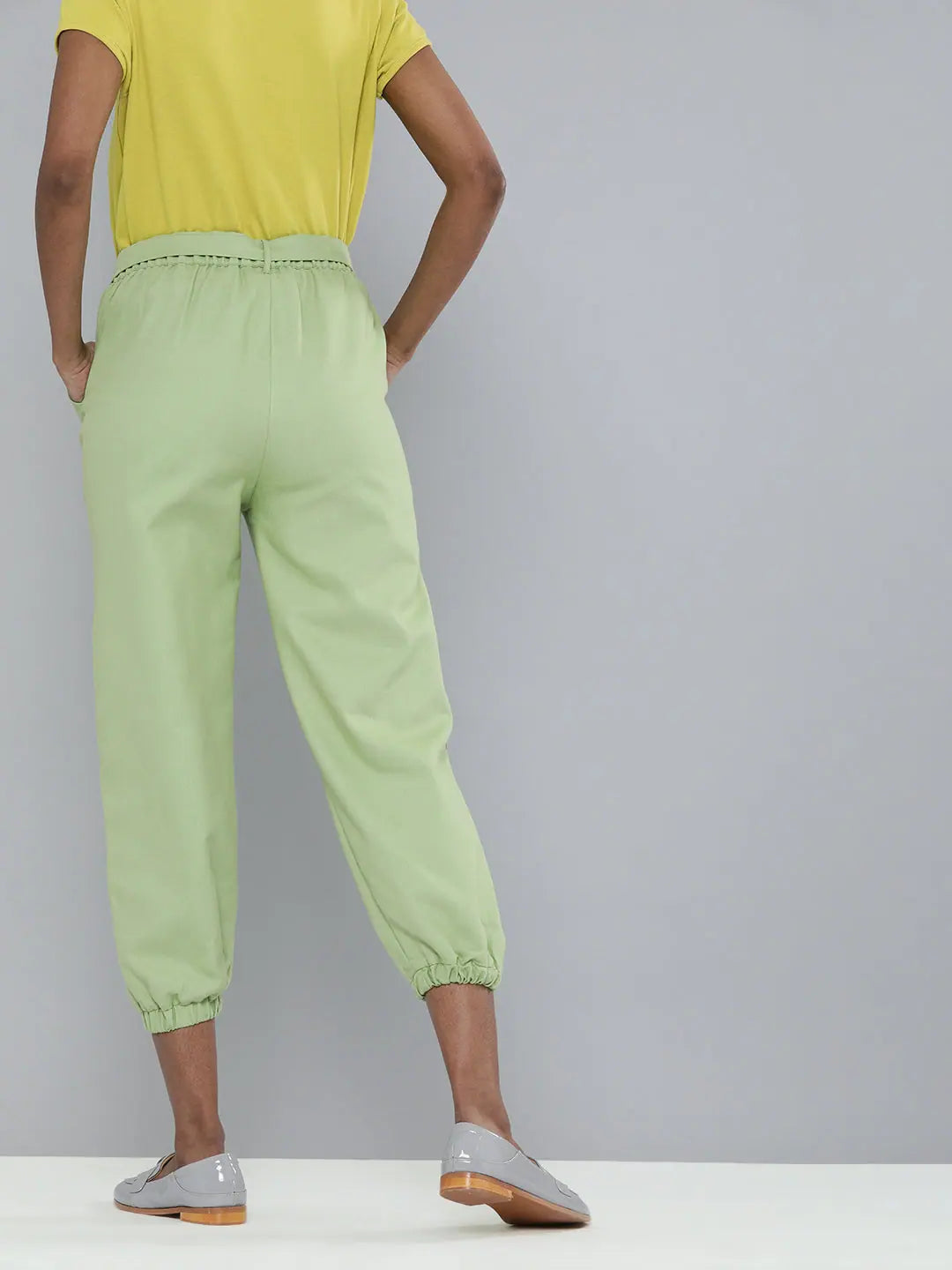 Mint Green Belted Joggers - Women's Western Wear Outfits