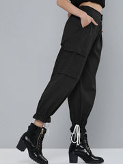 Black Drawstring Hem Joggers