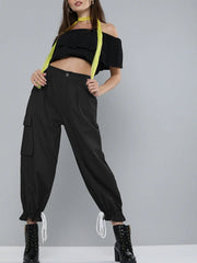 Black Drawstring Hem Joggers