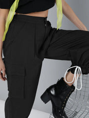 Black Drawstring Hem Joggers