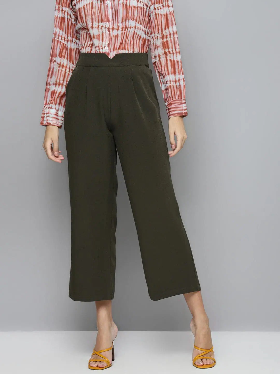 Olive Flared Palazzo Pants - Designer Lehenga Inspired Style