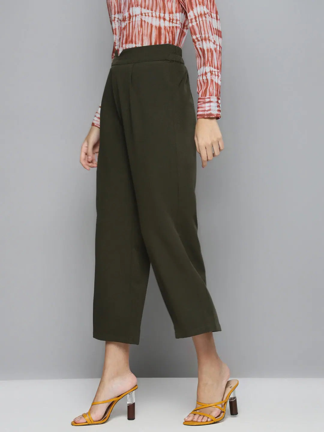 Olive Flared Palazzo Pants - Designer Lehenga Inspired Style