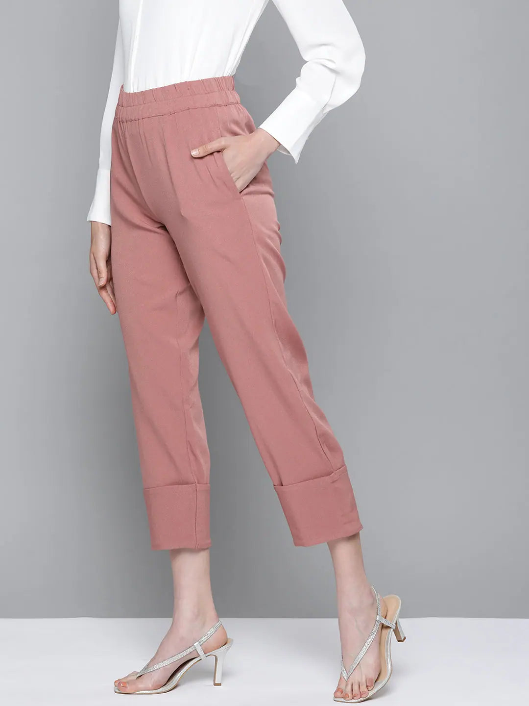 Pink Roll Up Pants | Lehenga for Women