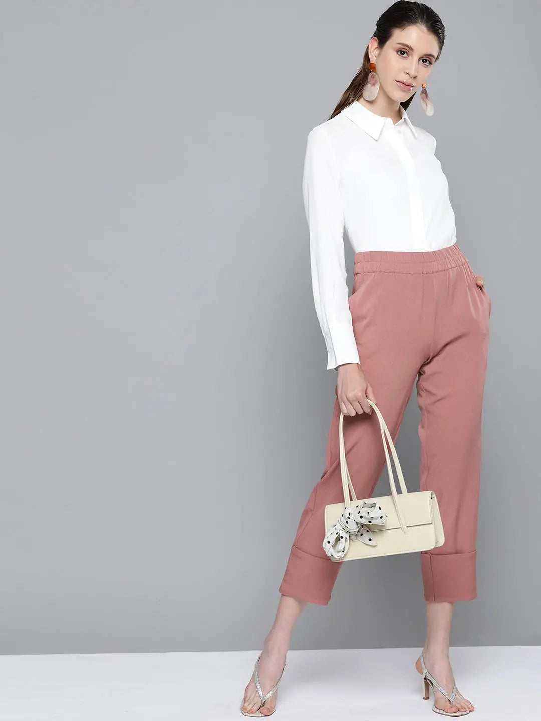 Pink Roll Up Pants | Lehenga for Women