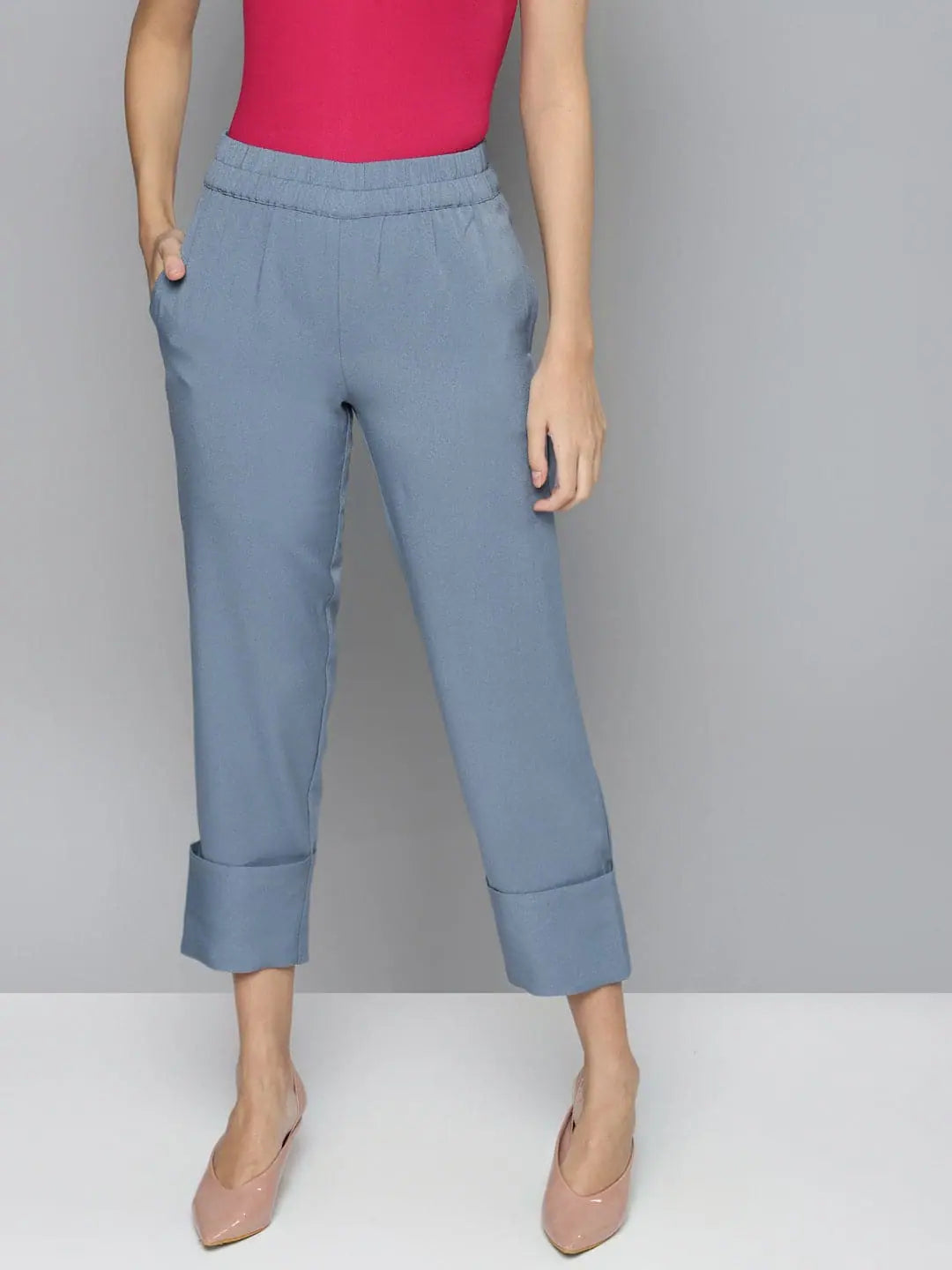 Blue Roll Up Pants - Women's Western Wear | Online Shop