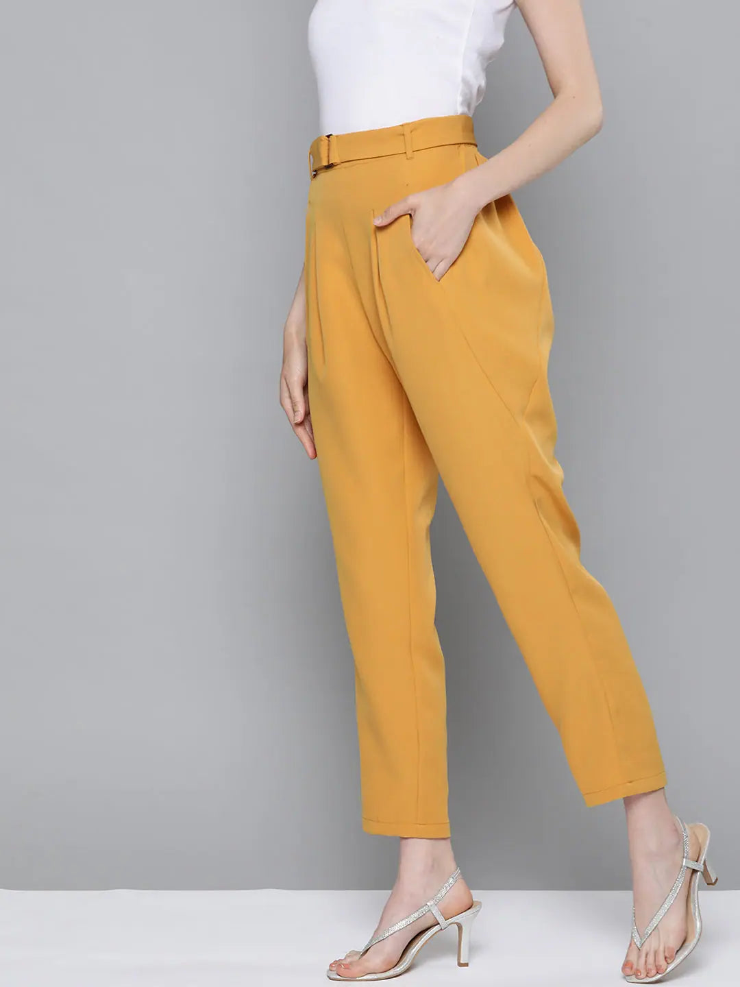 Mustard Tapered Pants | Comfortable Ankle Length Women's Pants