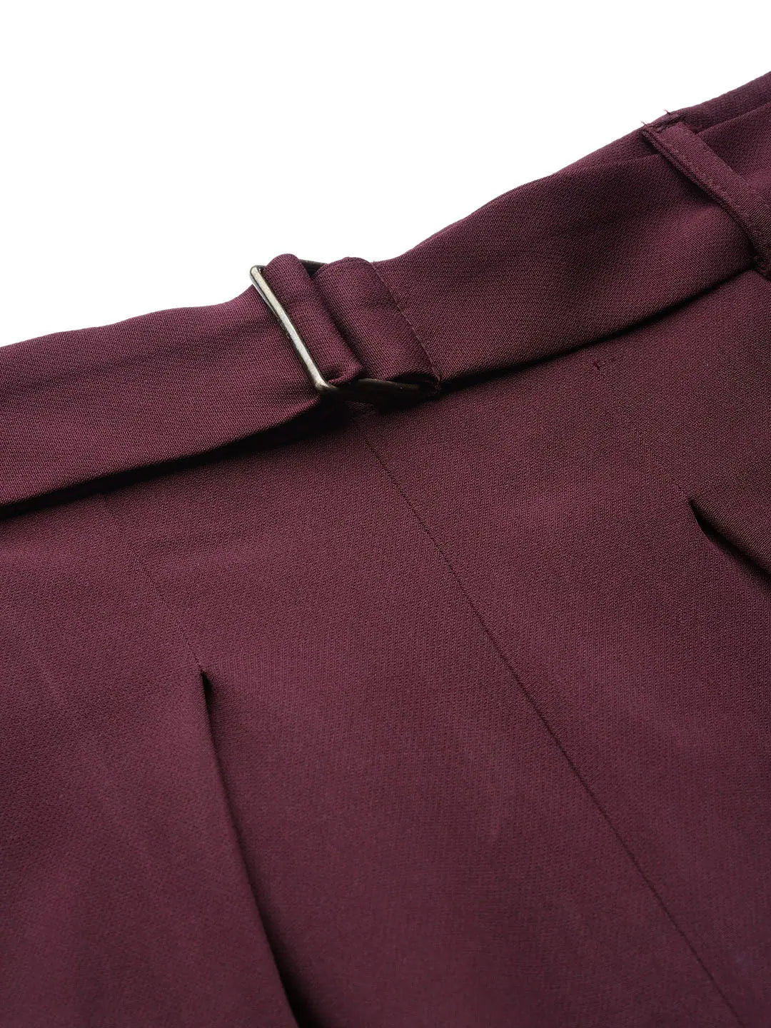 Burgundy Front Pleat Tapered Pants - Lehenga Inspired Style