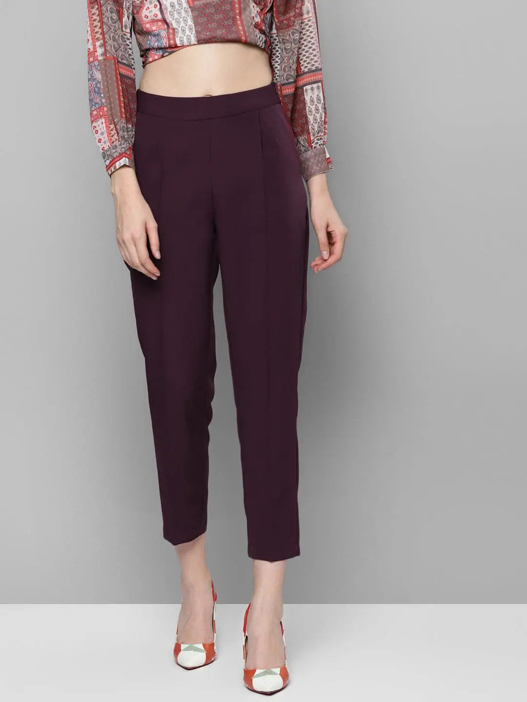 Burgundy Tailored Fit Pants - Women's Western Clothing