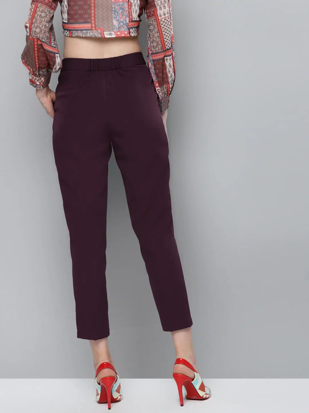 Burgundy Tailored Fit Pants - Women's Western Clothing