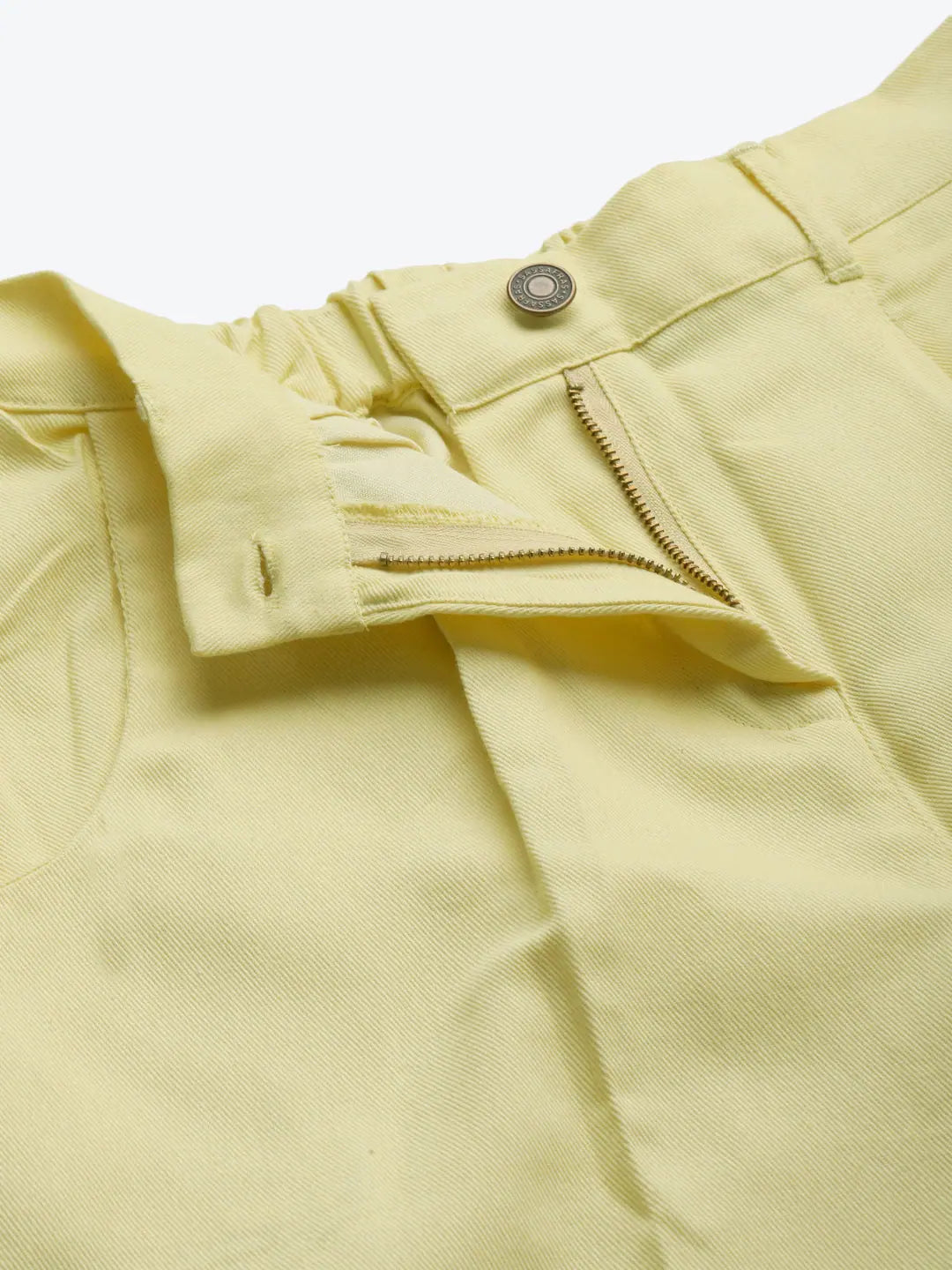 Yellow Twill Straight Pants | Roll-Up Detail Women's Western Wear