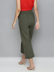 Olive Twill Straight Pants