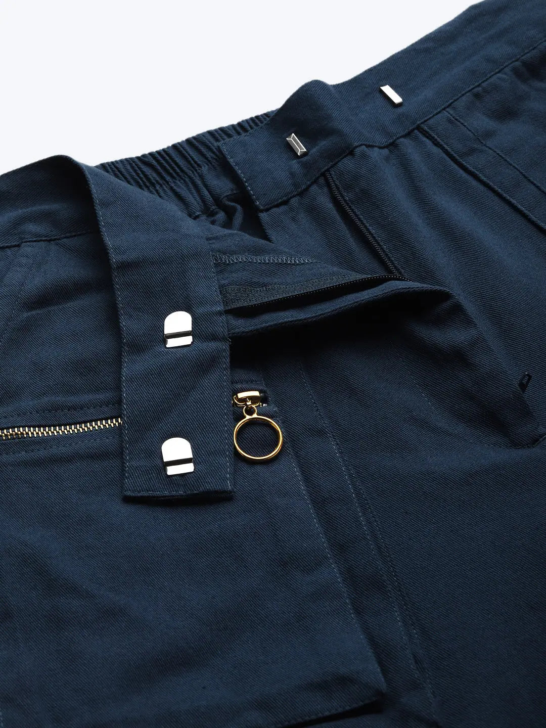 Navy Big Pockets Twill Pants | Lehenga for Women