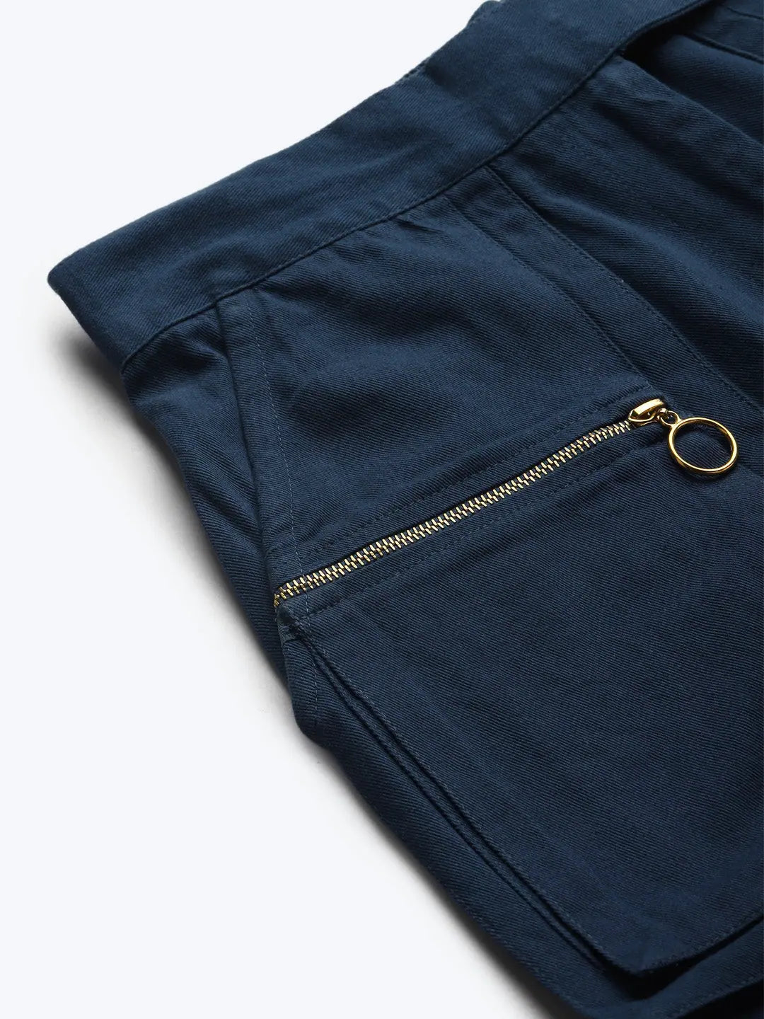 Navy Big Pockets Twill Pants | Lehenga for Women
