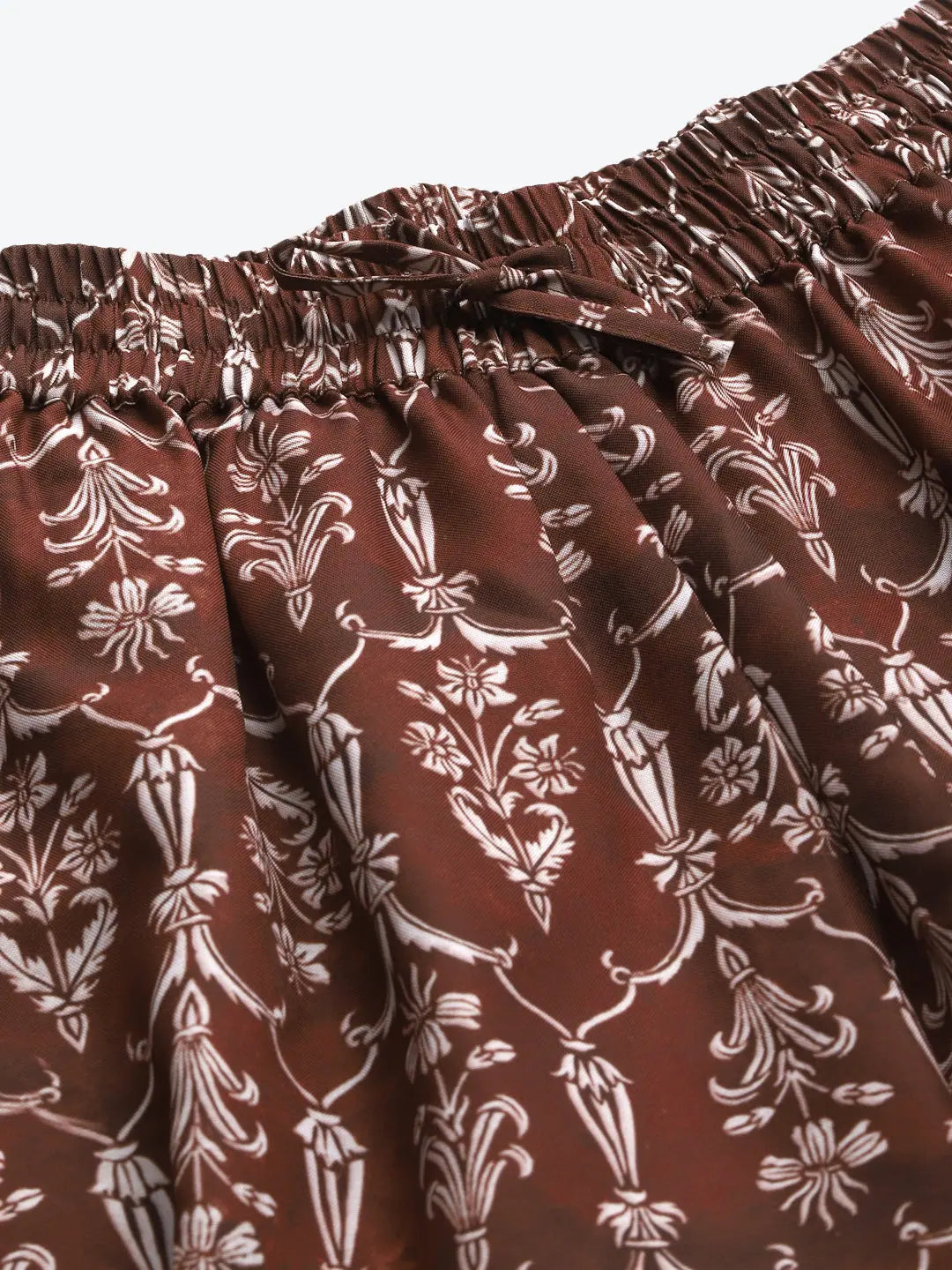 Maroon Floral Wide Leg Pants: Ethnic Lehenga Comfort Style