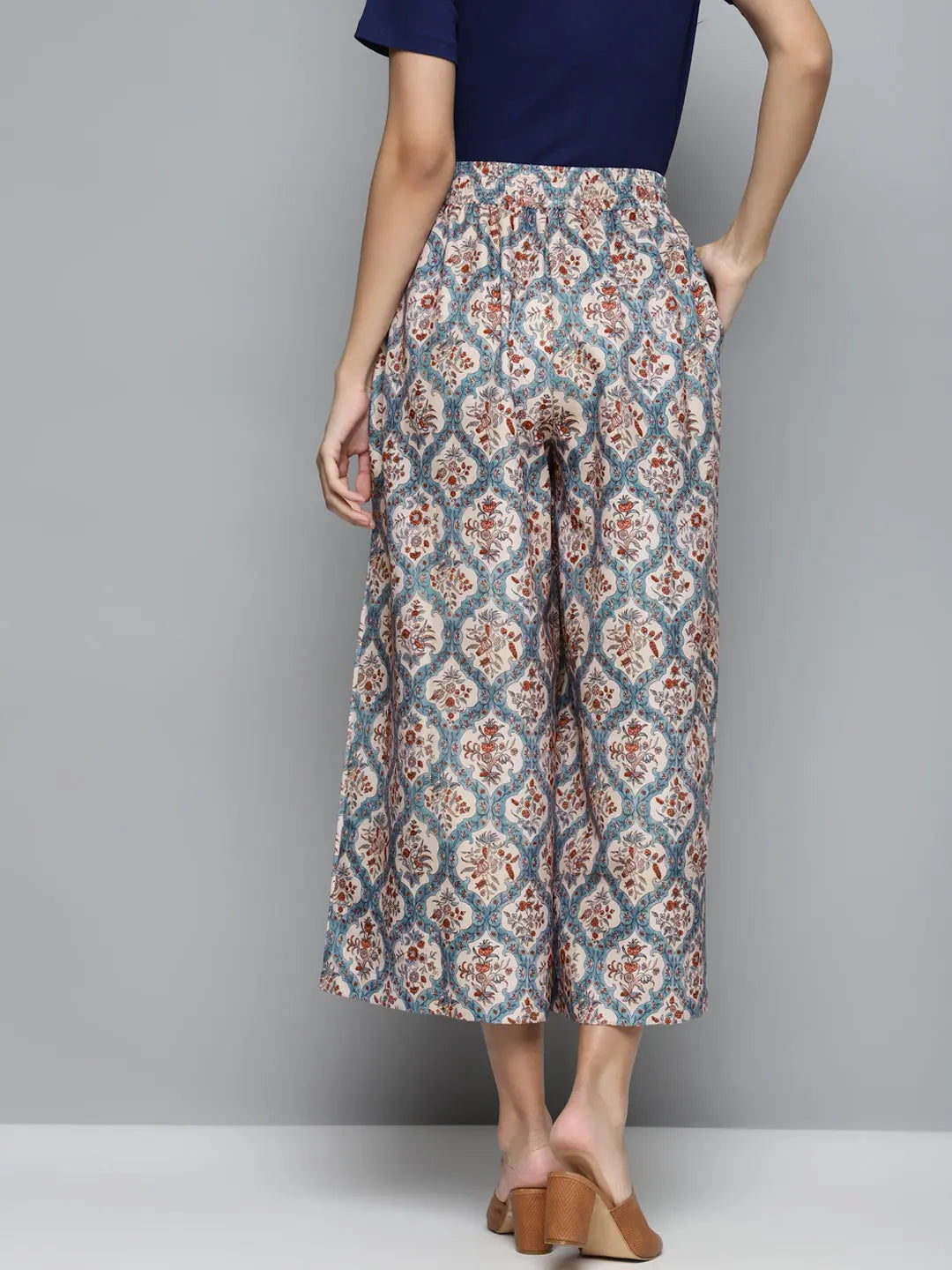 Floral Wide Leg Pants: Designer Lehenga Style Comfort Fit