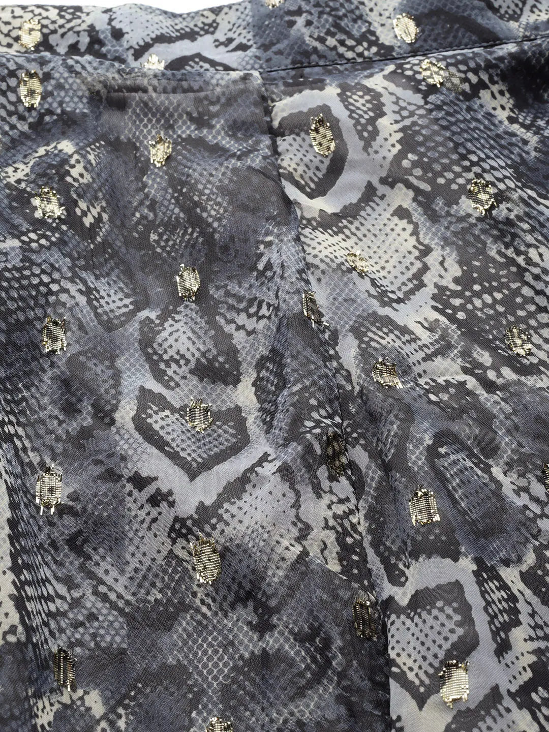 Grey Animal Print Wide Leg Pants | Ethnic Lehenga for Women