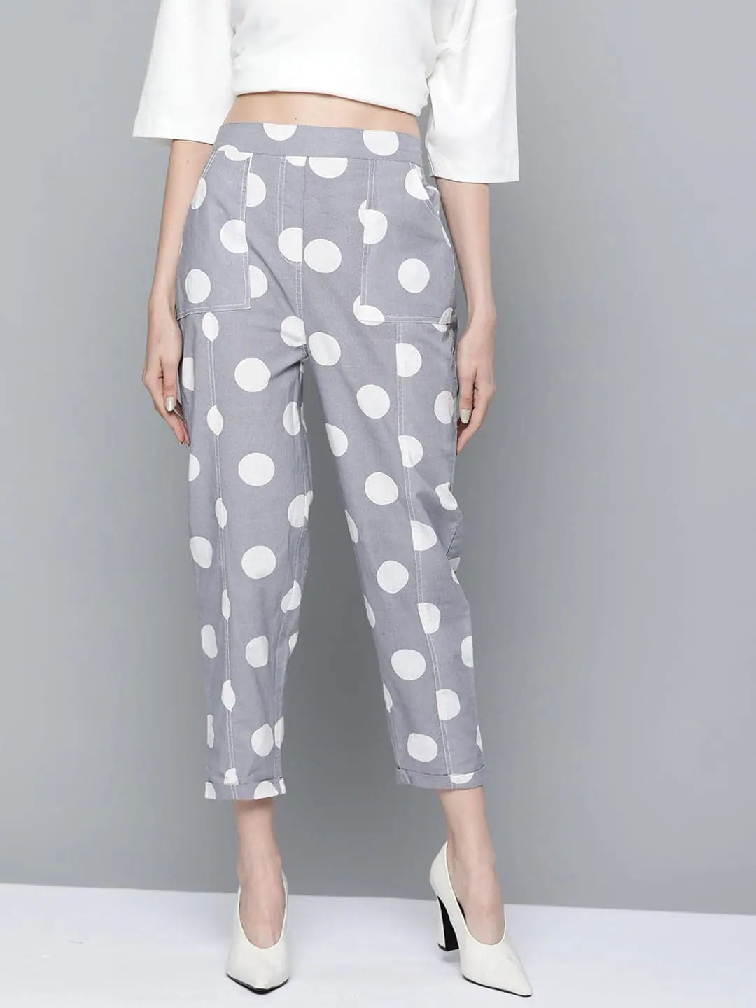 Polka Print Tapered Pants | Designer Lehenga Style