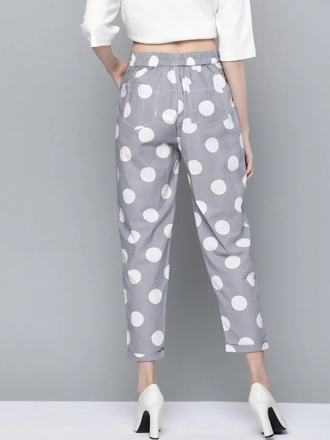 Polka Print Tapered Pants | Designer Lehenga Style