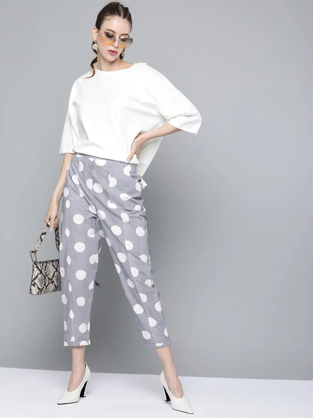 Polka Print Tapered Pants | Designer Lehenga Style
