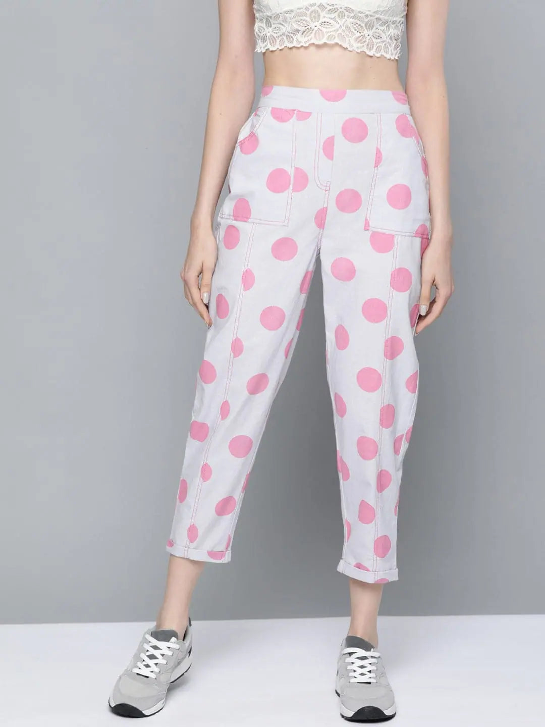 Polka Print Tapered Pants | Ethnic Lehenga Alternative