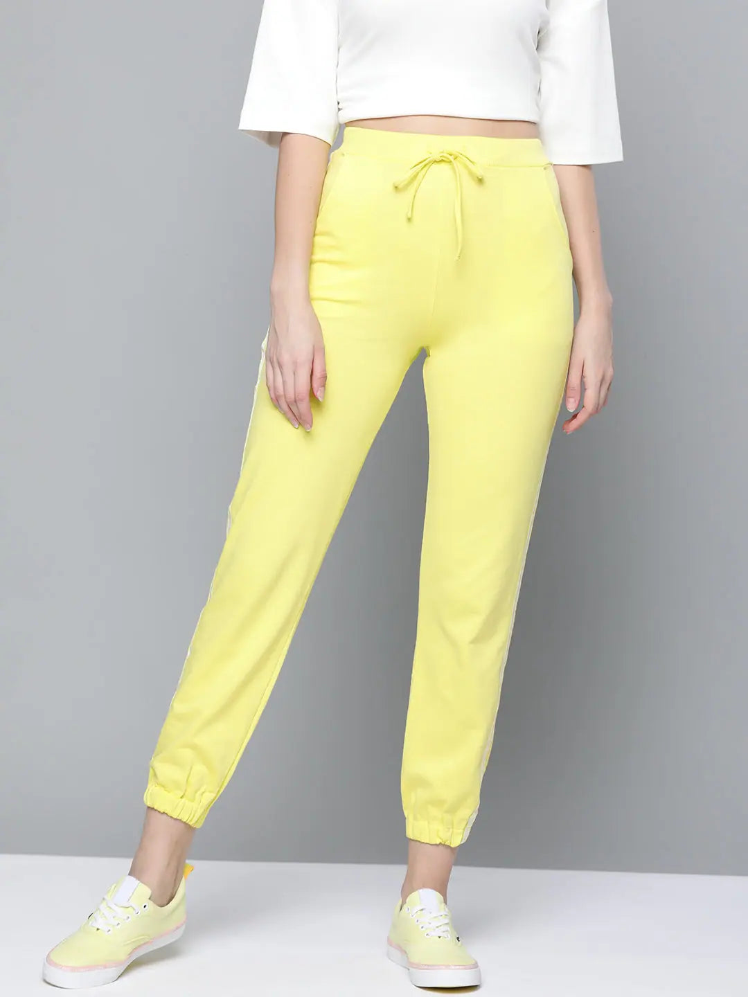 Yellow Tape Detail Joggers - Women's Western Clothing