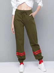 Olive Contrast Hem Tape Joggers