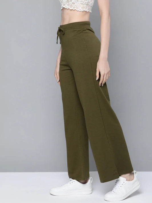 Olive Terry Drawstring Wide Leg Pants 1080