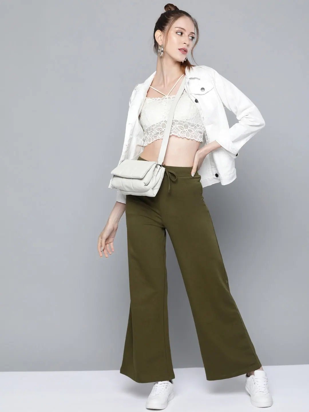 Olive Terry Drawstring Pants | Lehenga Choli Style