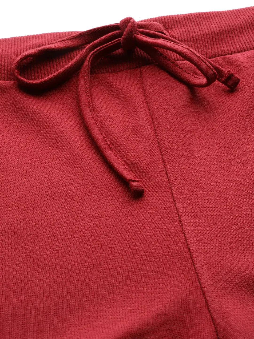Maroon Terry Drawstring Wide Leg Pants | Western Clothing