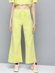 Yellow Terry Drawstring Wide Leg Pants