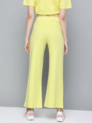 Yellow Terry Drawstring Wide Leg Pants