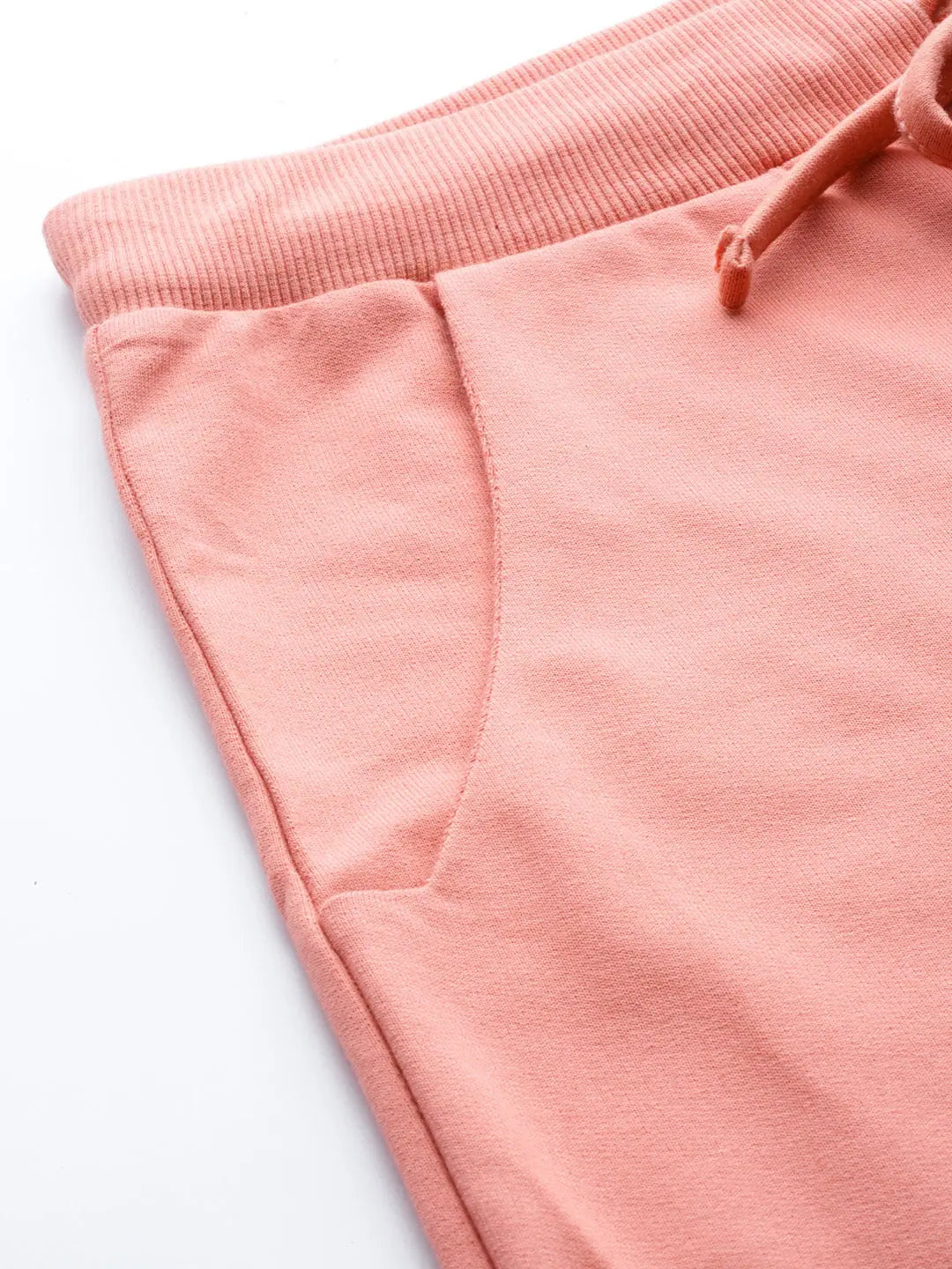 Peach Ripped Terry Joggers - Comfort Fit