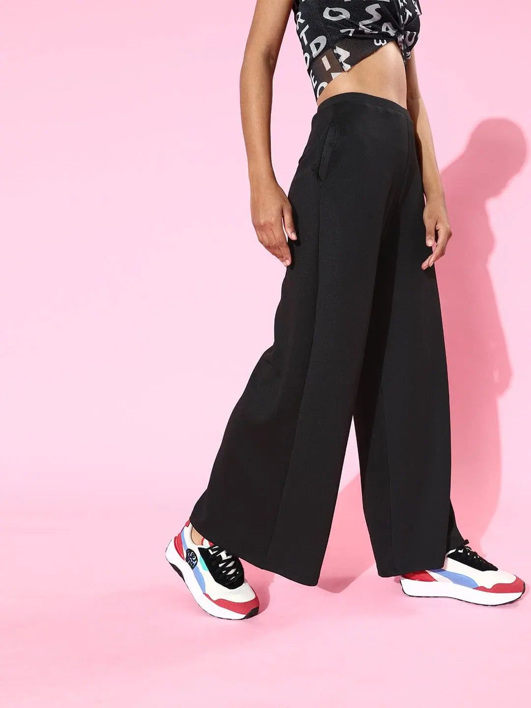 Black Scuba Wide Leg Pants - Comfortable Women's Bottoms
