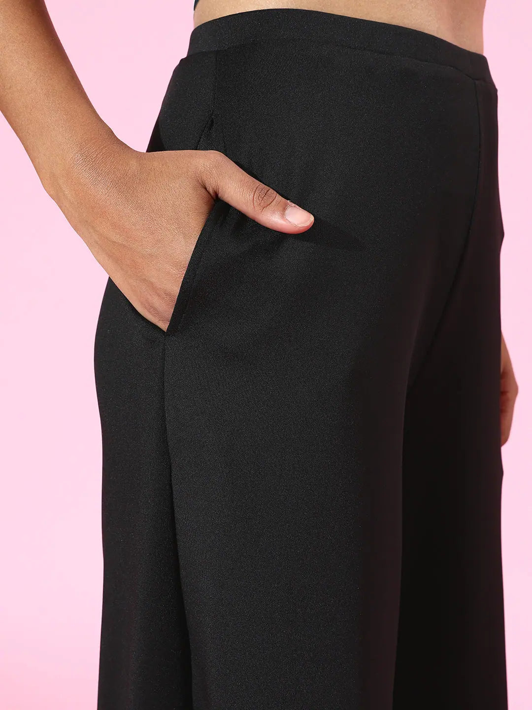 Black Scuba Wide Leg Pants - Comfortable Women's Bottoms