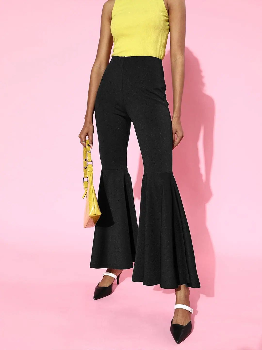 Black Scuba Ruffle Pants - Women's Fashion Bottoms
