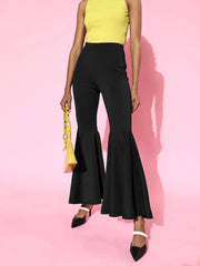 Black Scuba Ruffle Pants