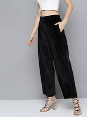 Black Velvet Straight Pants-SFPANT5461