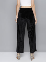 Black Velvet Straight Pants-SFPANT5461