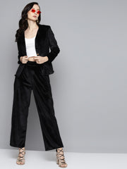 Black Velvet Straight Pants-SFPANT5461
